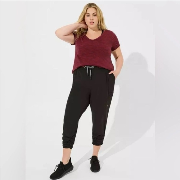 torrid Pants - torrid Black Track Joggers with Maroon Top